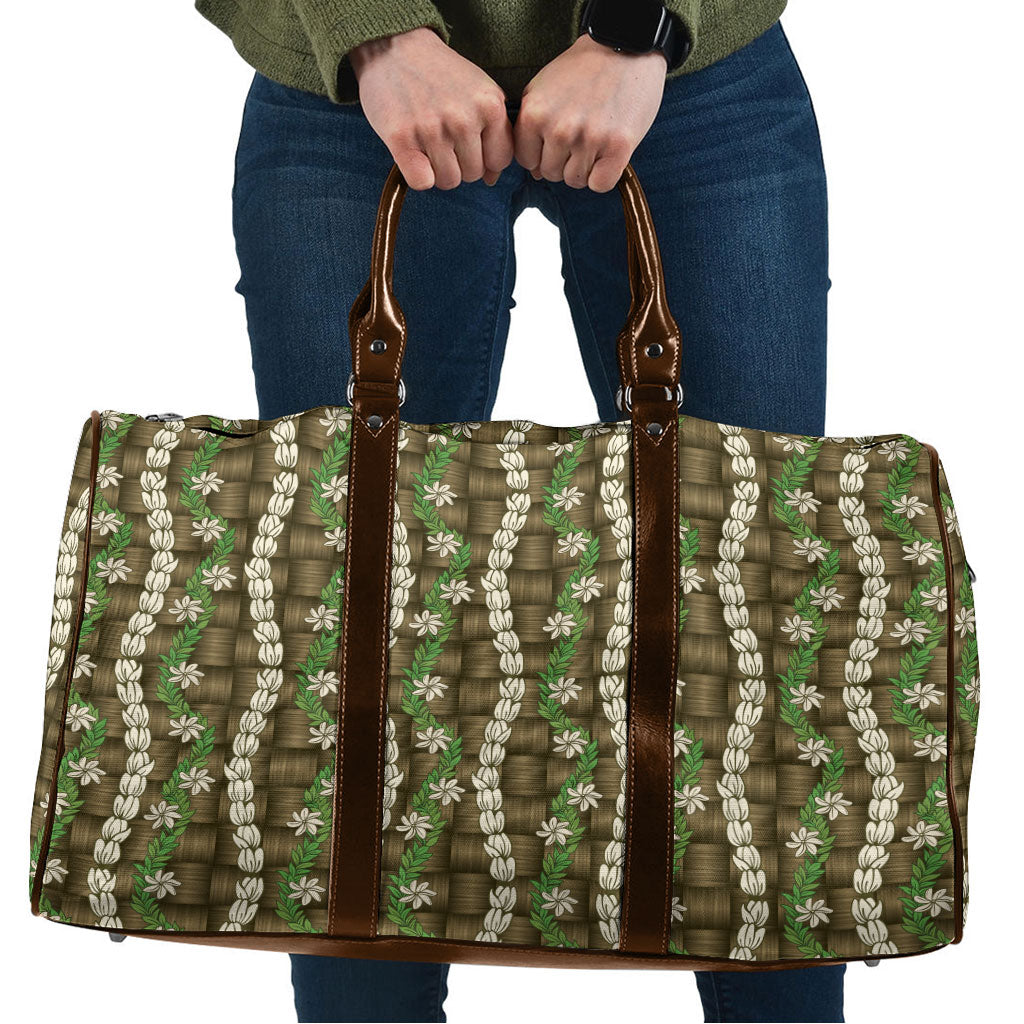 Pikake Maile Tiare Lei Travel Bag Natural Lauhala Pattern