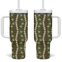 Pikake Maile Tiare Lei Tumbler With Handle Natural Lauhala Pattern