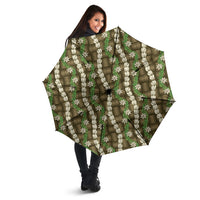 Pikake Maile Tiare Lei Umbrella Natural Lauhala Pattern
