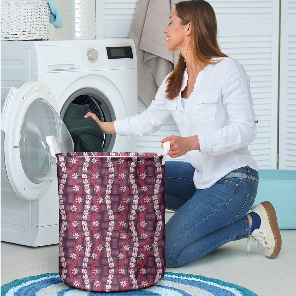 Pikake Maile Tiare Lei Laundry Basket Akala Lauhala Pattern