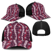 Pikake Maile Tiare Lei Baseball Net Cap Akala Lauhala Pattern