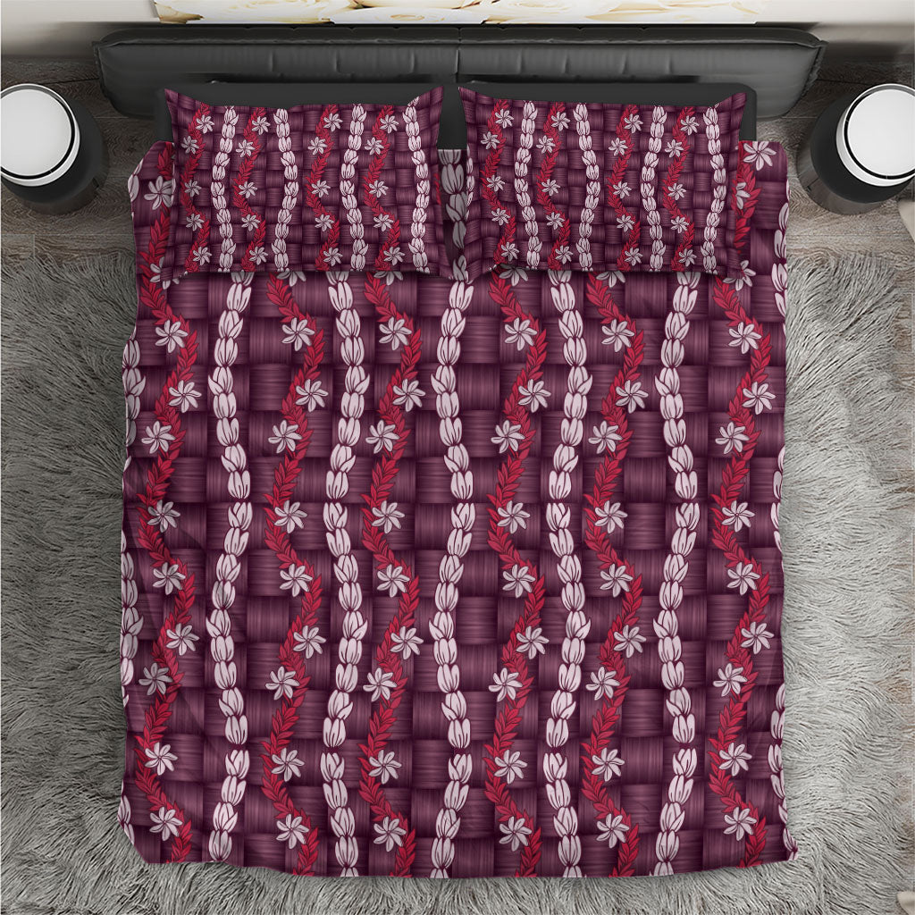 Pikake Maile Tiare Lei Bedding Set Akala Lauhala Pattern LT01 Pink - Polynesian Pride