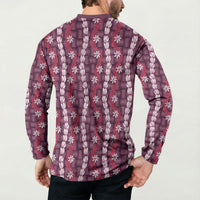 Pikake Maile Tiare Lei Button Sweatshirt Akala Lauhala Pattern