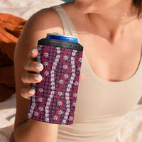 Pikake Maile Tiare Lei 4 in 1 Can Cooler Tumbler Akala Lauhala Pattern