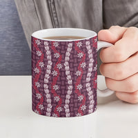 Pikake Maile Tiare Lei Ceramic Mug Akala Lauhala Pattern