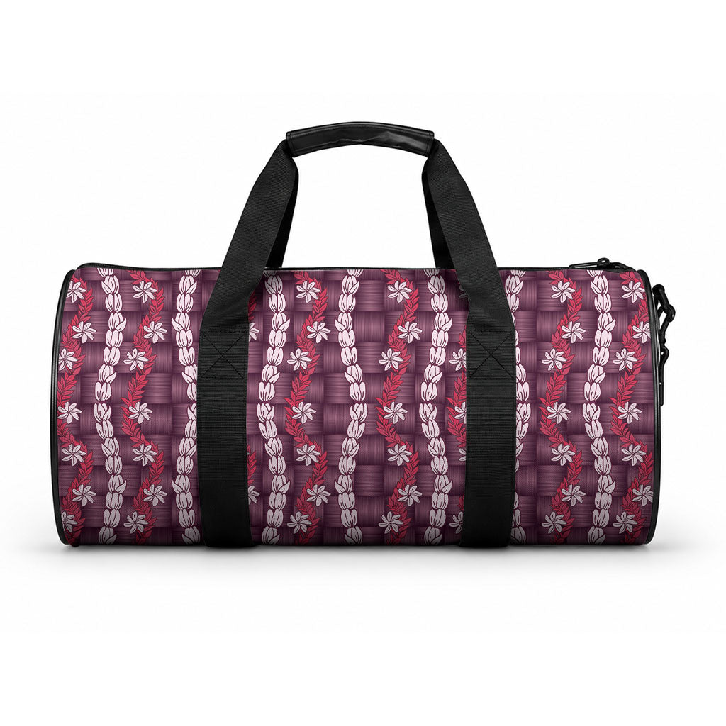 Pikake Maile Tiare Lei Duffle Bag Akala Lauhala Pattern LT01 One size Pink - Polynesian Pride