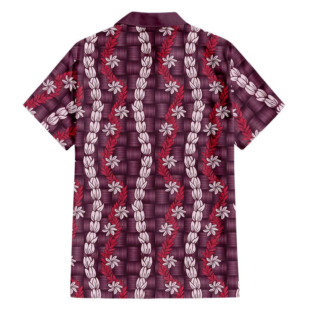 Pikake Maile Tiare Lei Family Matching Short Sleeve Bodycon Dress and Hawaiian Shirt Akala Lauhala Pattern