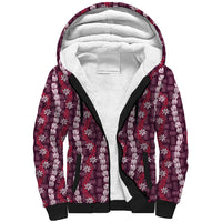 Pikake Maile Tiare Lei Sherpa Hoodie Akala Lauhala Pattern LT01 Unisex Pink - Polynesian Pride