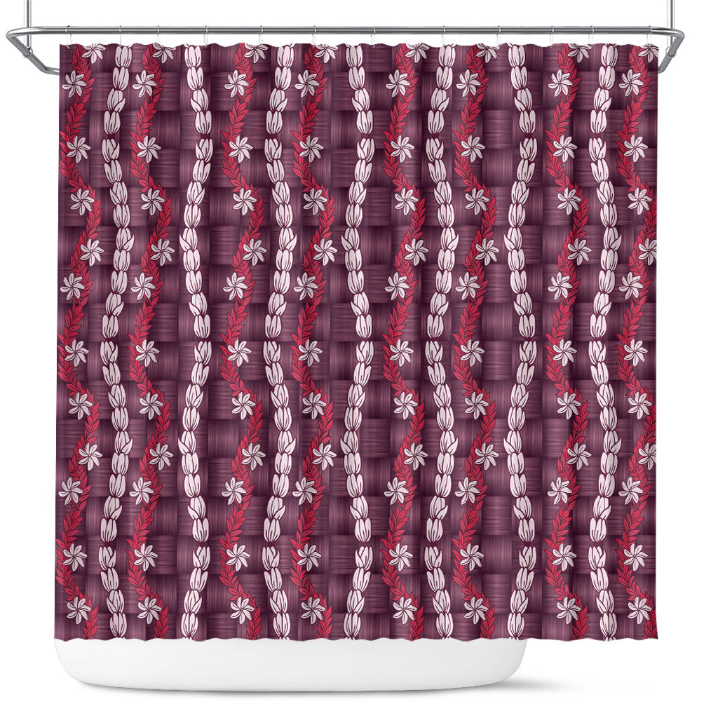 Pikake Maile Tiare Lei Shower Curtain Akala Lauhala Pattern LT01 Pink - Polynesian Pride