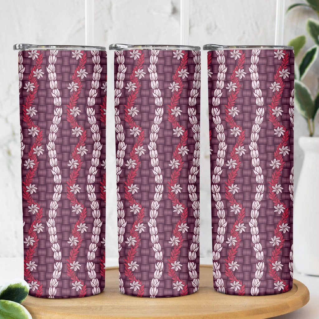 Pikake Maile Tiare Lei Skinny Tumbler Akala Lauhala Pattern