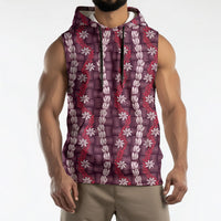 Pikake Maile Tiare Lei Sleeveless Hoodie Akala Lauhala Pattern