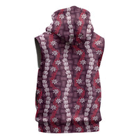 Pikake Maile Tiare Lei Sleeveless Zip Hoodie Akala Lauhala Pattern LT01 - Polynesian Pride