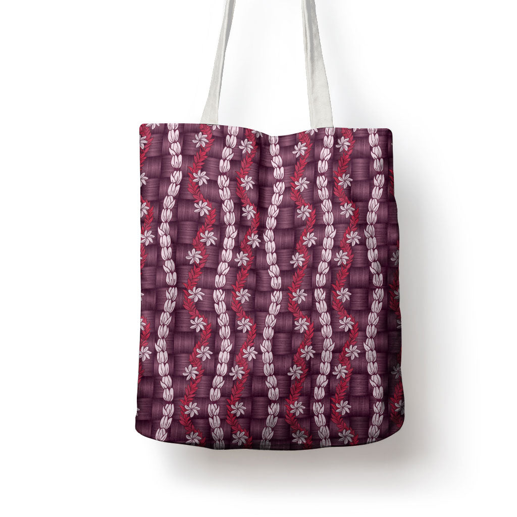 Pikake Maile Tiare Lei Tote Bag Akala Lauhala Pattern