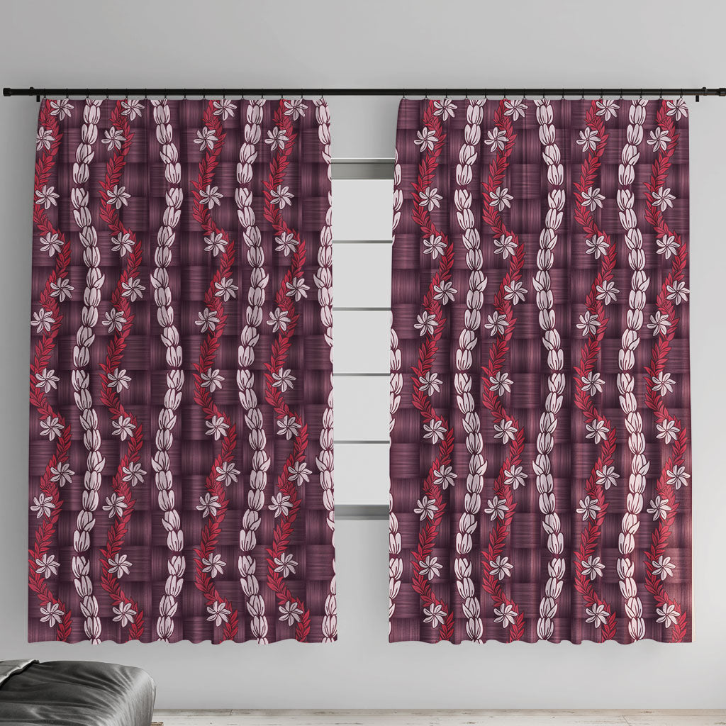 Pikake Maile Tiare Lei Window Curtain Akala Lauhala Pattern LT01 With Hooks Pink - Polynesian Pride
