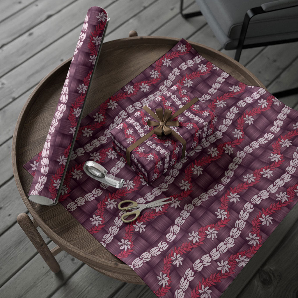 Pikake Maile Tiare Lei Wrapping Paper Akala Lauhala Pattern