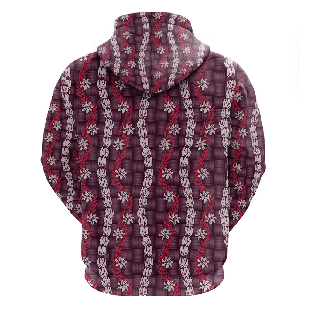 Pikake Maile Tiare Lei Zip Hoodie Akala Lauhala Pattern