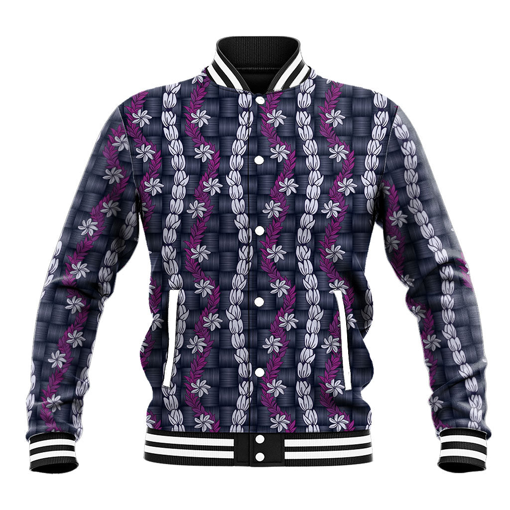 Pikake Maile Tiare Lei Baseball Jacket Poni Lauhala Pattern