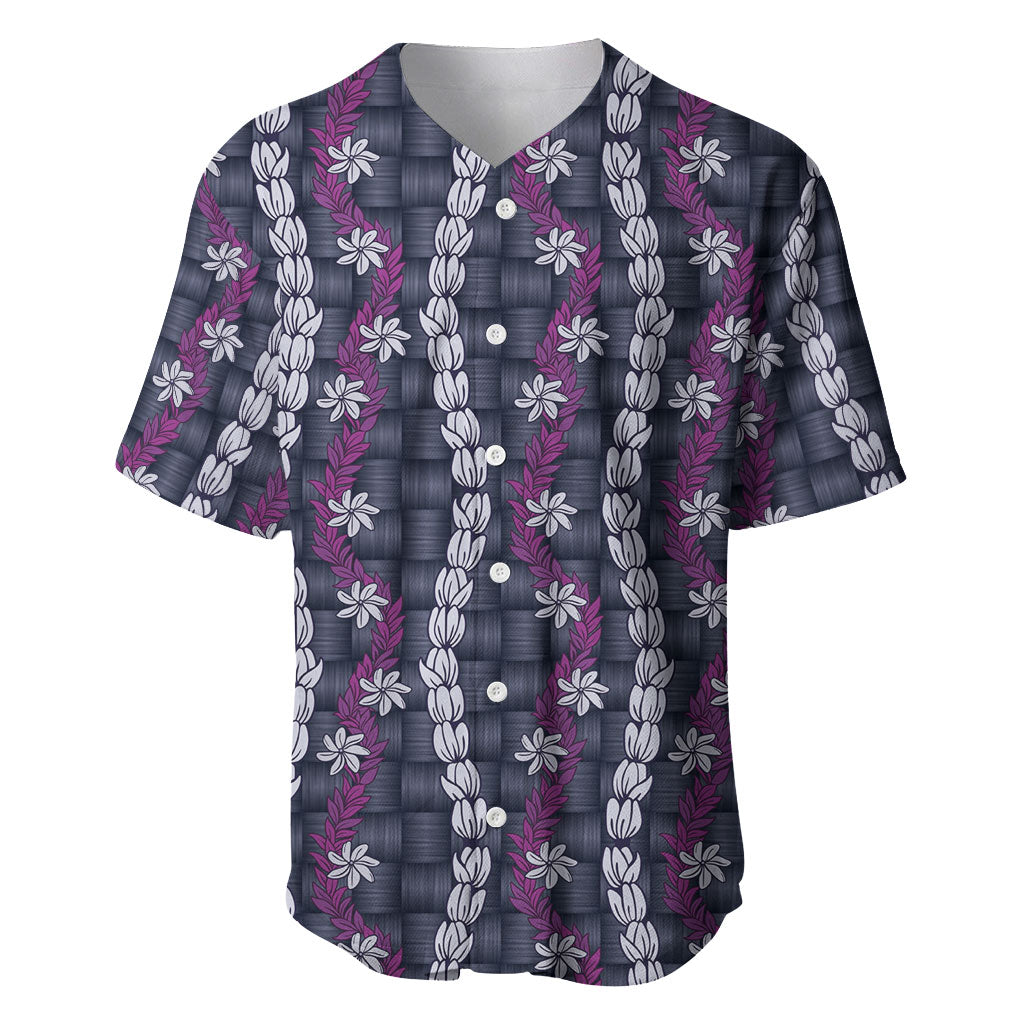 Pikake Maile Tiare Lei Baseball Jersey Poni Lauhala Pattern LT01 Purple - Polynesian Pride