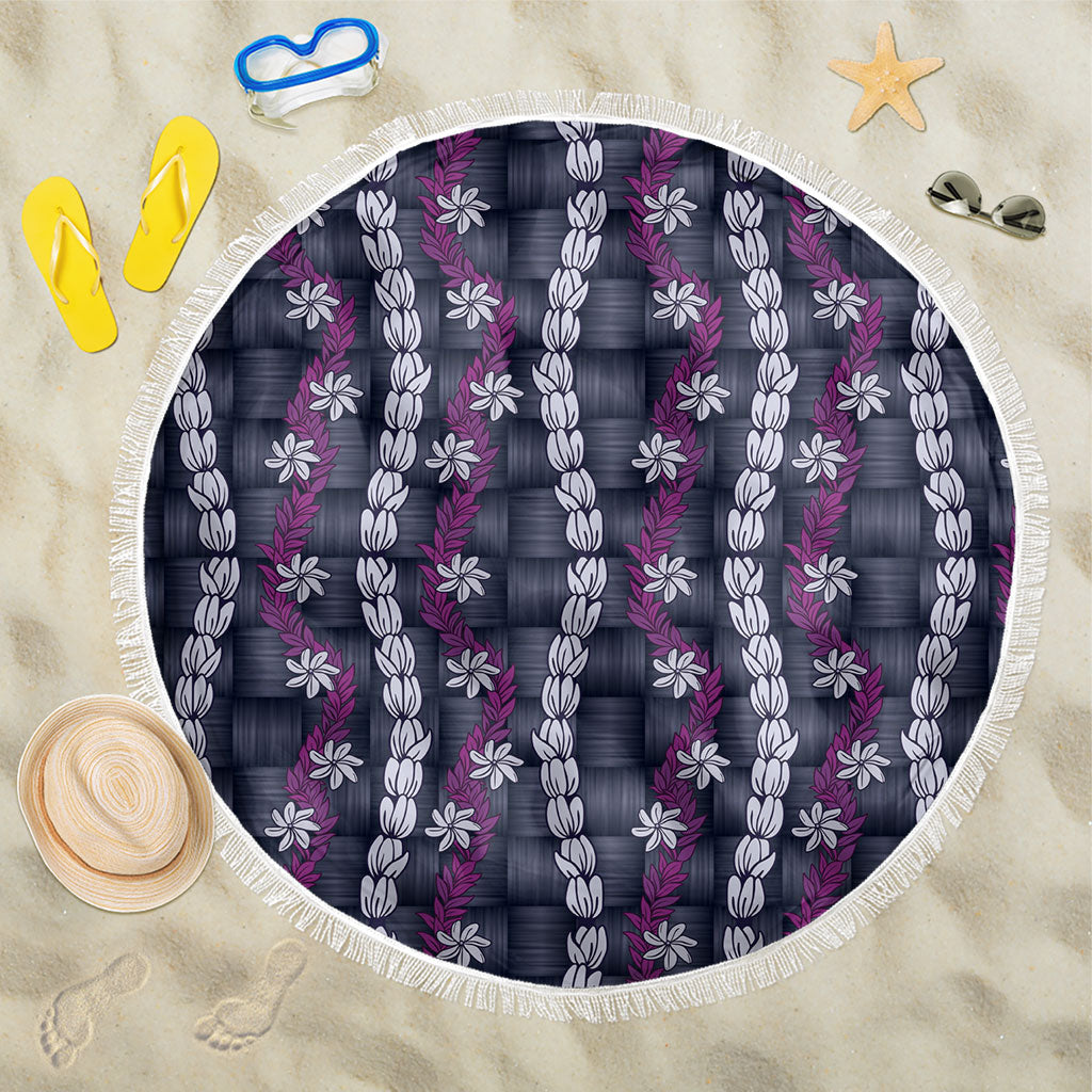 Pikake Maile Tiare Lei Beach Blanket Poni Lauhala Pattern LT01 One Size 150cm Purple - Polynesian Pride