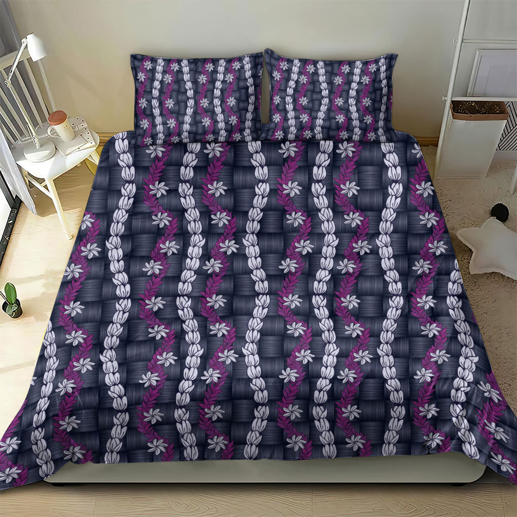 Pikake Maile Tiare Lei Bedding Set Poni Lauhala Pattern