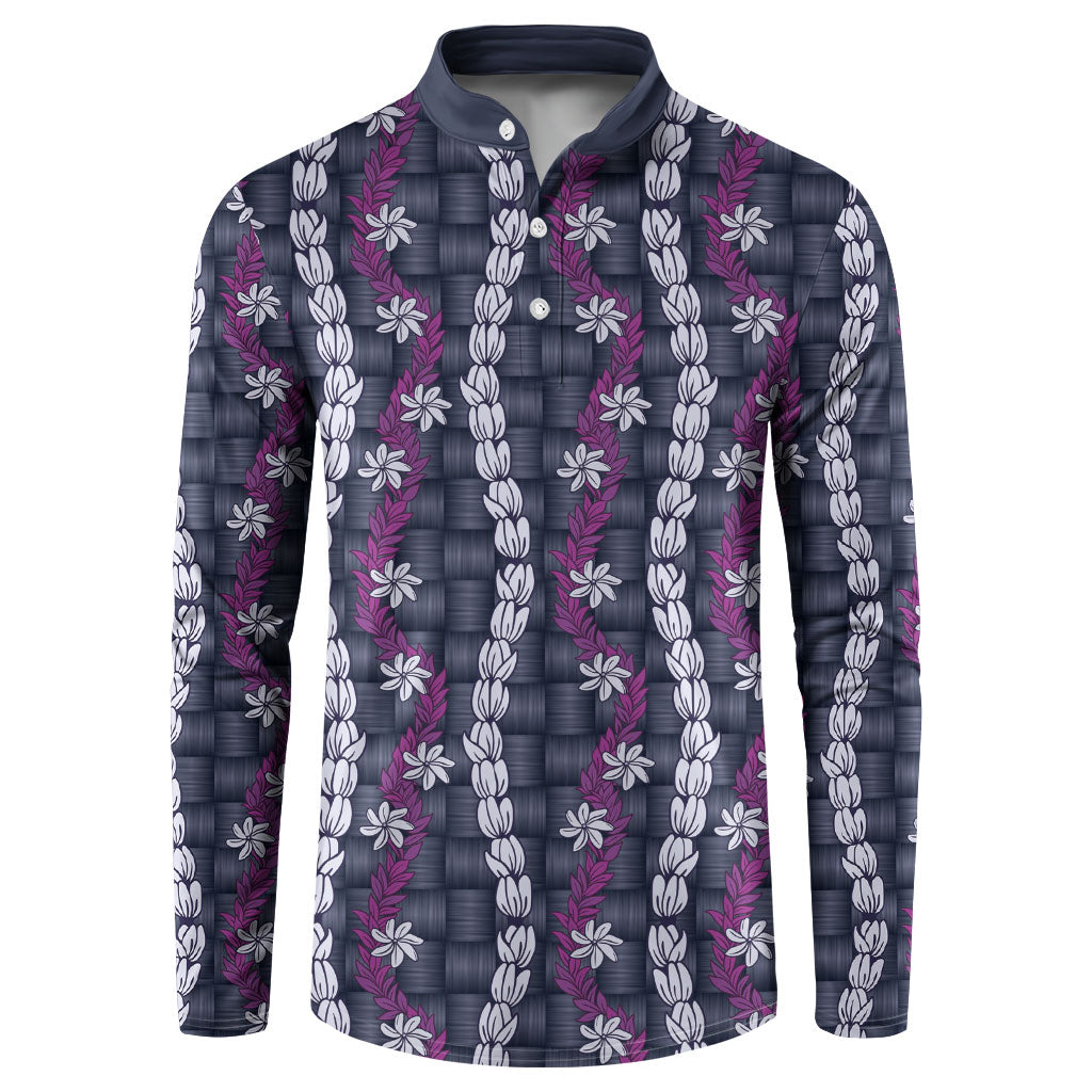 Pikake Maile Tiare Lei Button Sweatshirt Poni Lauhala Pattern