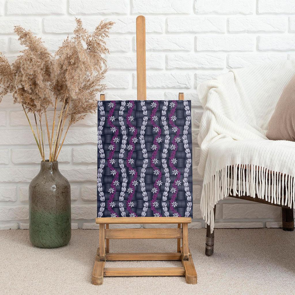 Pikake Maile Tiare Lei Canvas Wall Art Poni Lauhala Pattern