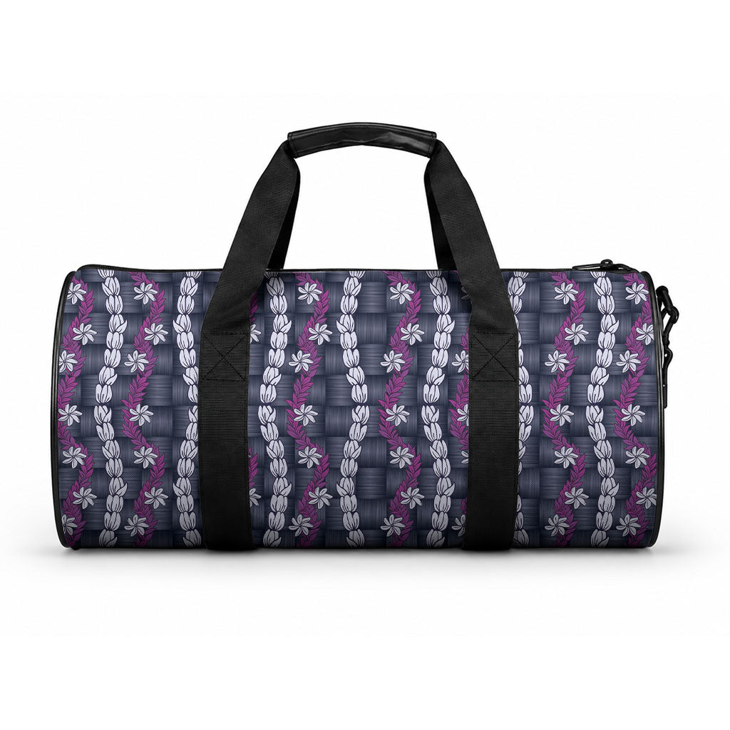 Pikake Maile Tiare Lei Duffle Bag Poni Lauhala Pattern LT01 One size Purple - Polynesian Pride
