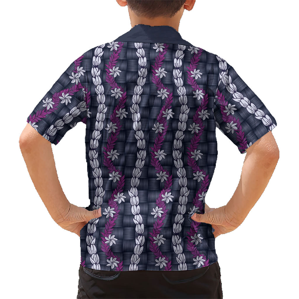 Pikake Maile Tiare Lei Family Matching Off Shoulder Maxi Dress and Hawaiian Shirt Poni Lauhala Pattern