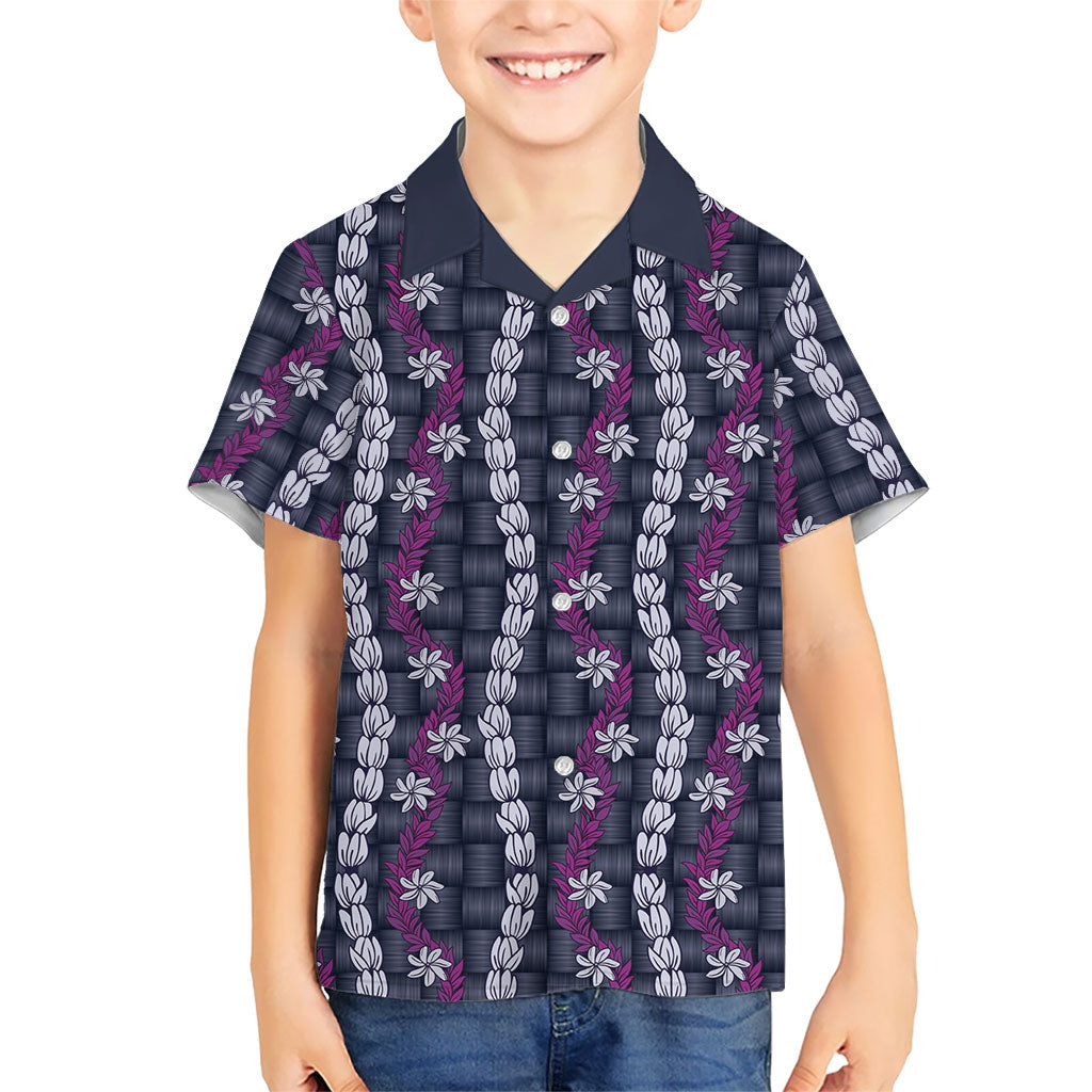 Pikake Maile Tiare Lei Family Matching Off Shoulder Maxi Dress and Hawaiian Shirt Poni Lauhala Pattern