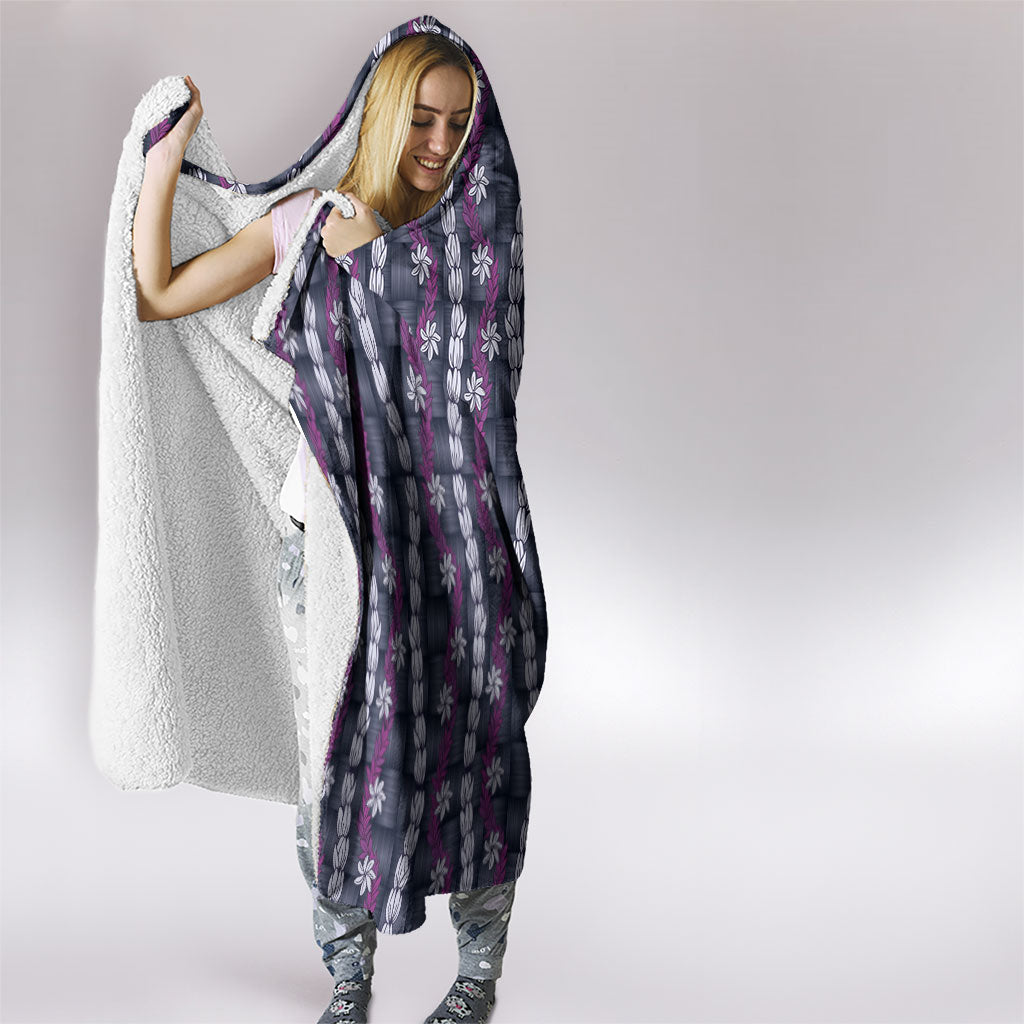 Pikake Maile Tiare Lei Hooded Blanket Poni Lauhala Pattern