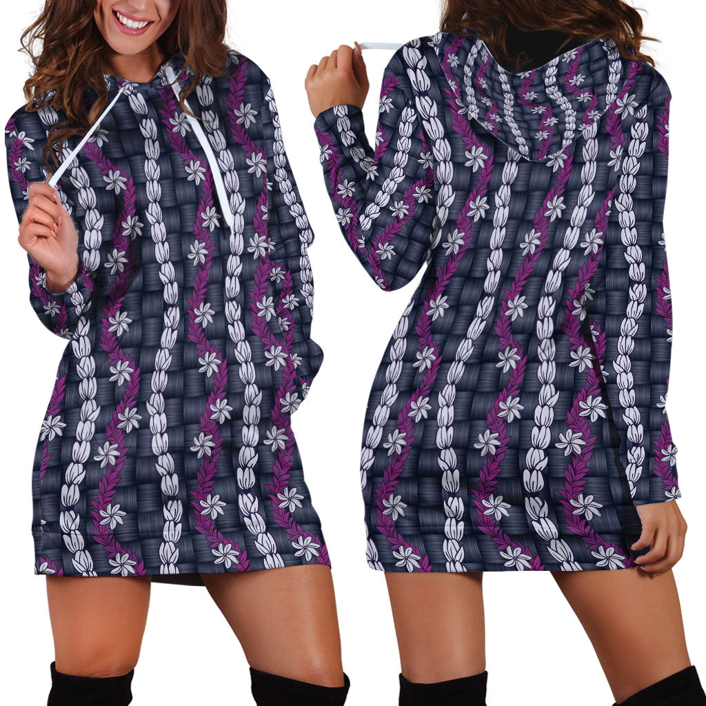 Pikake Maile Tiare Lei Hoodie Dress Poni Lauhala Pattern