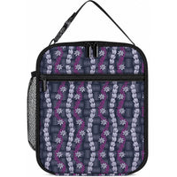 Pikake Maile Tiare Lei Lunch Bag Poni Lauhala Pattern LT01 10.2 × 8.3 × 4.3 inch Purple - Polynesian Pride