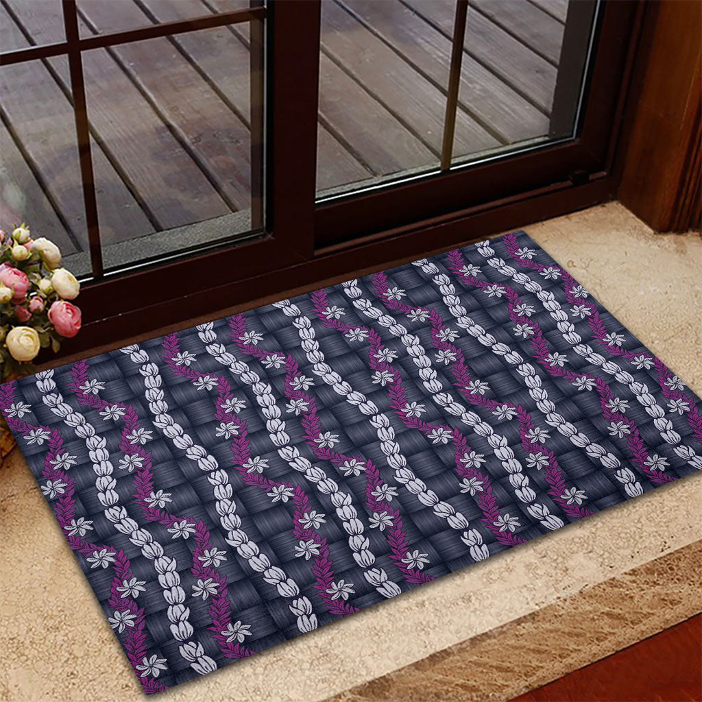Pikake Maile Tiare Lei Rubber Doormat Poni Lauhala Pattern