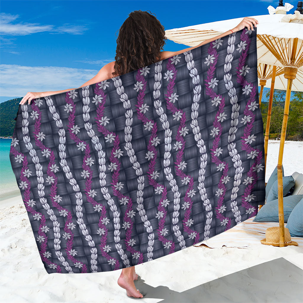 Pikake Maile Tiare Lei Sarong Poni Lauhala Pattern LT01 One Size 44 x 66 inches Purple - Polynesian Pride