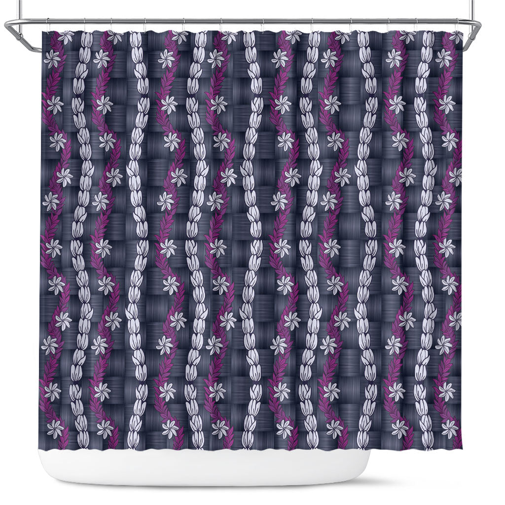 Pikake Maile Tiare Lei Shower Curtain Poni Lauhala Pattern