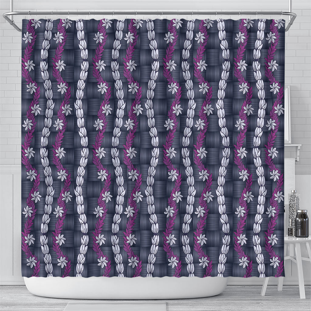 Pikake Maile Tiare Lei Shower Curtain Poni Lauhala Pattern