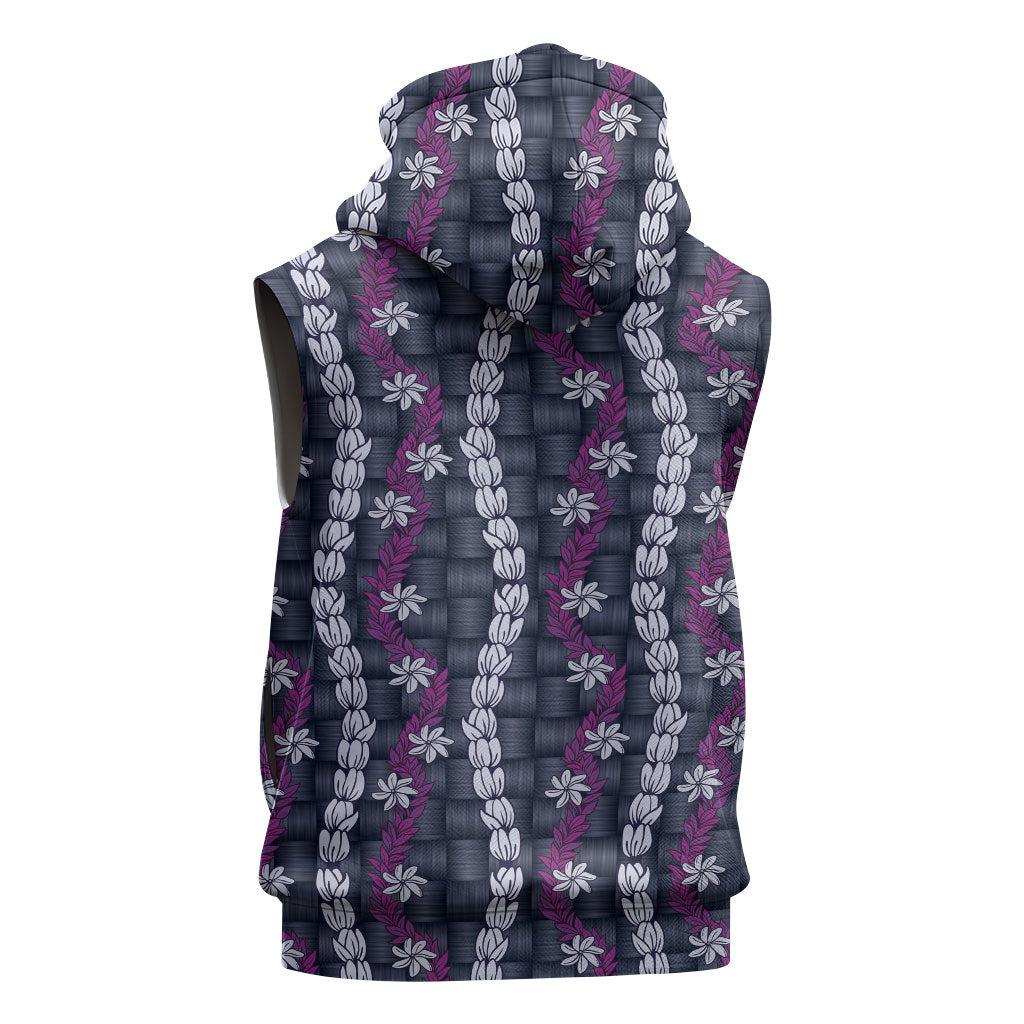 Pikake Maile Tiare Lei Sleeveless Hoodie Poni Lauhala Pattern LT01 - Polynesian Pride