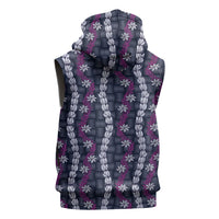 Pikake Maile Tiare Lei Sleeveless Hoodie Poni Lauhala Pattern LT01 - Polynesian Pride