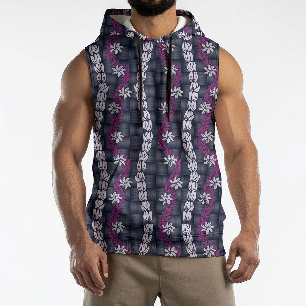 Pikake Maile Tiare Lei Sleeveless Hoodie Poni Lauhala Pattern LT01 - Polynesian Pride
