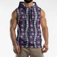 Pikake Maile Tiare Lei Sleeveless Hoodie Poni Lauhala Pattern LT01 - Polynesian Pride