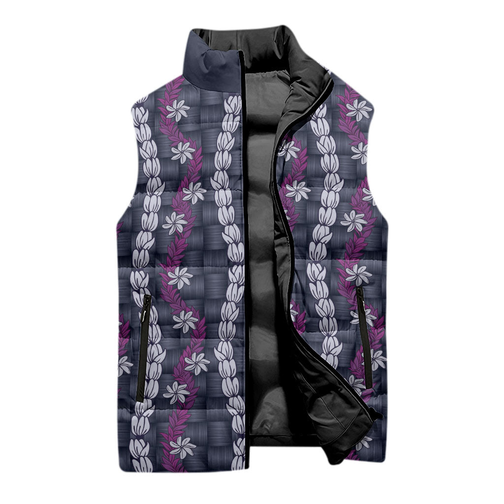 Pikake Maile Tiare Lei Sleeveless Puffer Jacket Poni Lauhala Pattern