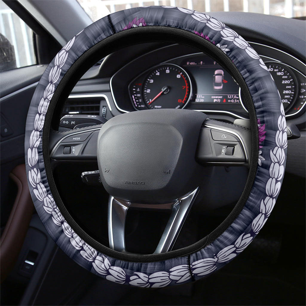Pikake Maile Tiare Lei Steering Wheel Cover Poni Lauhala Pattern