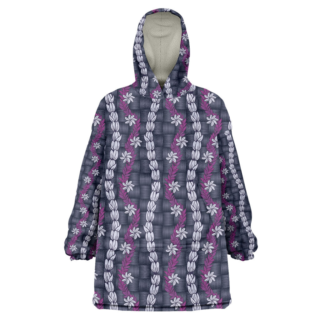 Pikake Maile Tiare Lei Wearable Blanket Hoodie Poni Lauhala Pattern