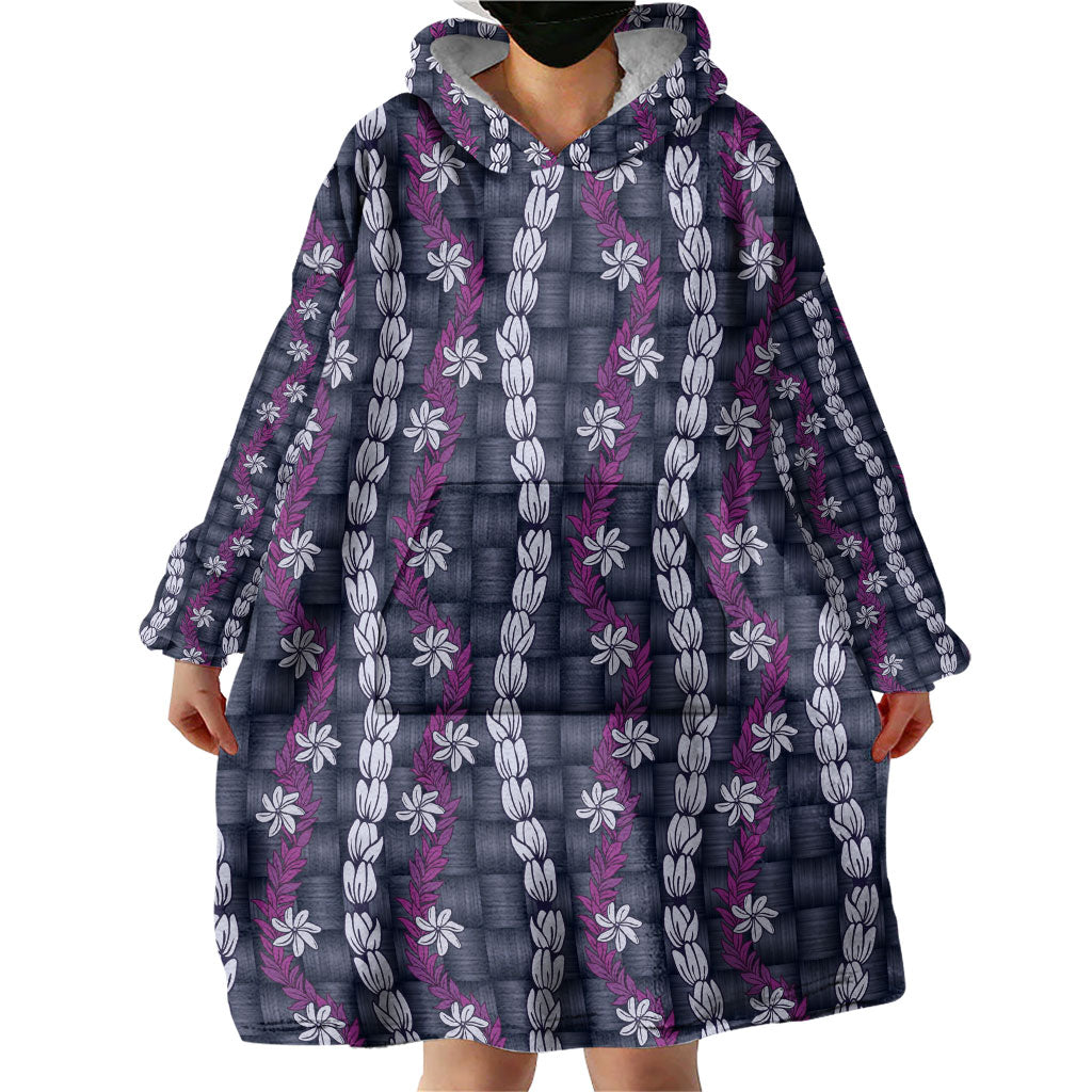 Pikake Maile Tiare Lei Wearable Blanket Hoodie Poni Lauhala Pattern