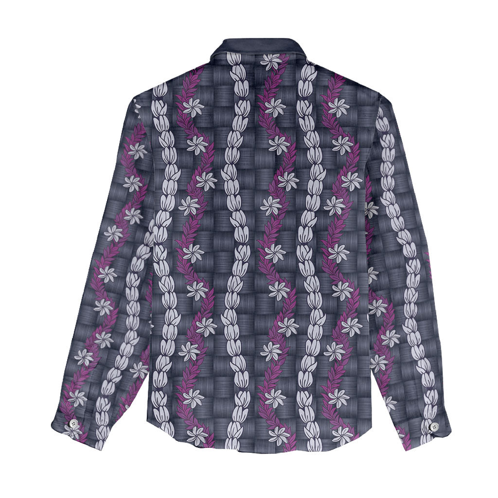 Pikake Maile Tiare Lei Women Casual Shirt Poni Lauhala Pattern