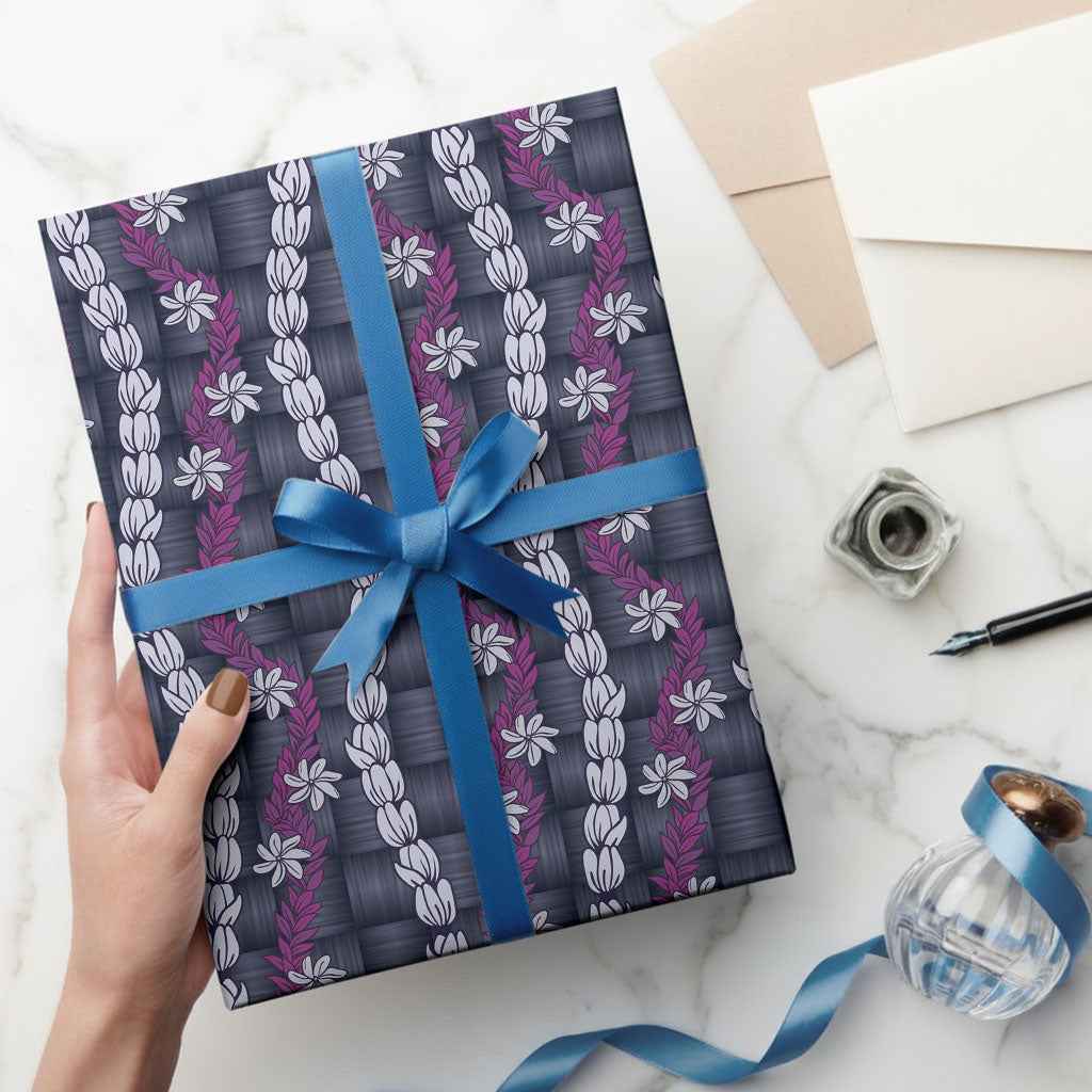 Pikake Maile Tiare Lei Wrapping Paper Poni Lauhala Pattern