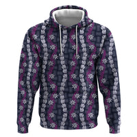 Pikake Maile Tiare Lei Zip Hoodie Poni Lauhala Pattern