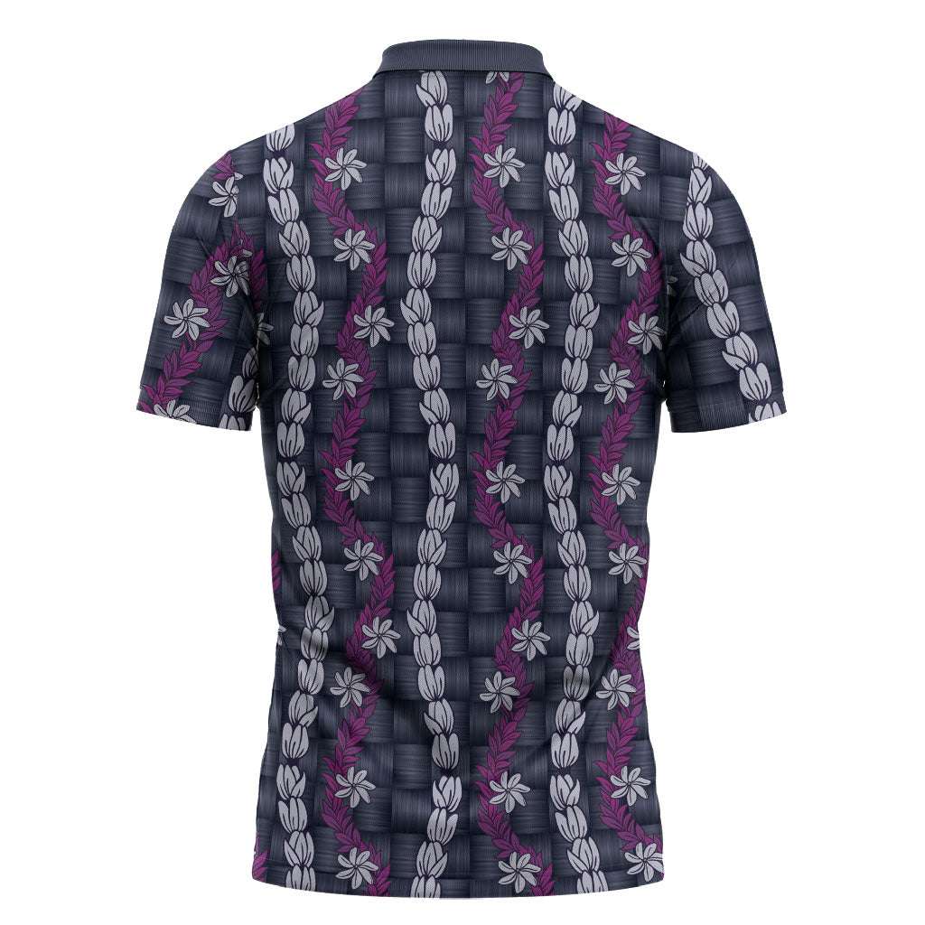 Pikake Maile Tiare Lei Zipper Polo Shirt Poni Lauhala Pattern LT01 - Polynesian Pride