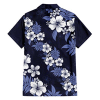 Hawaiian Hibiscus Tribal Floral Blue Family Matching Long Sleeve Bodycon Dress and Hawaiian Shirt Polynesian Tapa Pattern LT01 - Polynesian Pride