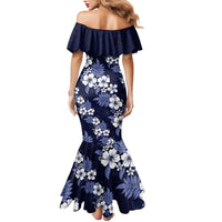 Hawaiian Hibiscus Tribal Floral Blue Family Matching Mermaid Dress and Hawaiian Shirt Polynesian Tapa Pattern LT01 - Polynesian Pride